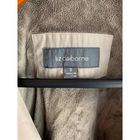 Liz Claiborne Womens Beige Coat With Faux Fur Lining & Zipper Closure Size S - Picture 4 of 5